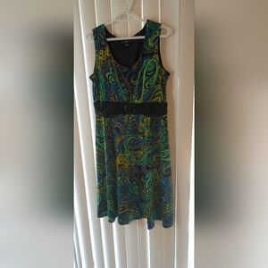 New R & K Large Sleeveless Woman's Fit And Flare Colorful Midi Dress